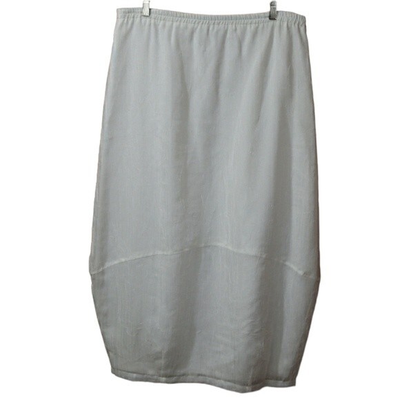 Sue Wong White Midi Pencil Skirt LG Slip Skirt White Wrinke Crinkle Vintage - Picture 1 of 16